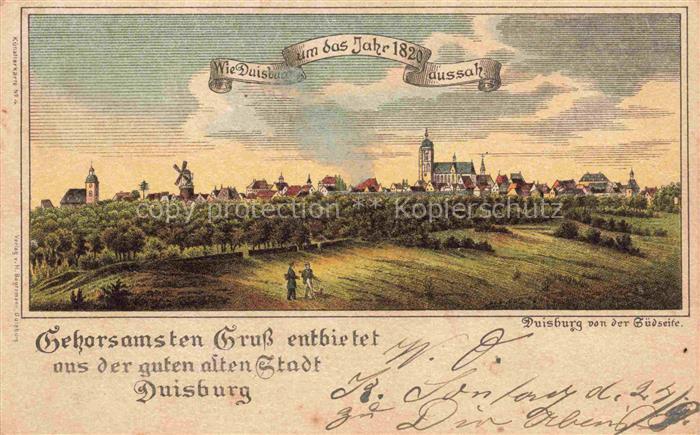 DUISBURG  Ruhrort Ansicht um das Jahr 1820 Kuenstlerkarte Deutsche Reichspost
