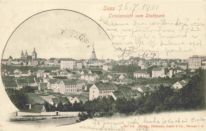 Saaz Zatec Aussig CZ Totalansicht vom Stadtpark