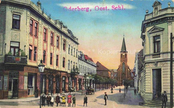 Oderberg Bohumin Bogumin CZ Stadtzentrum Blick zur Kirche Militaerzensur Stempel