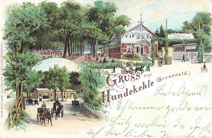 Grunewald CHARLOTTENBURG-WILMERSDORF BERLIN Restaurant Hundekehle Kuenstlerkarte