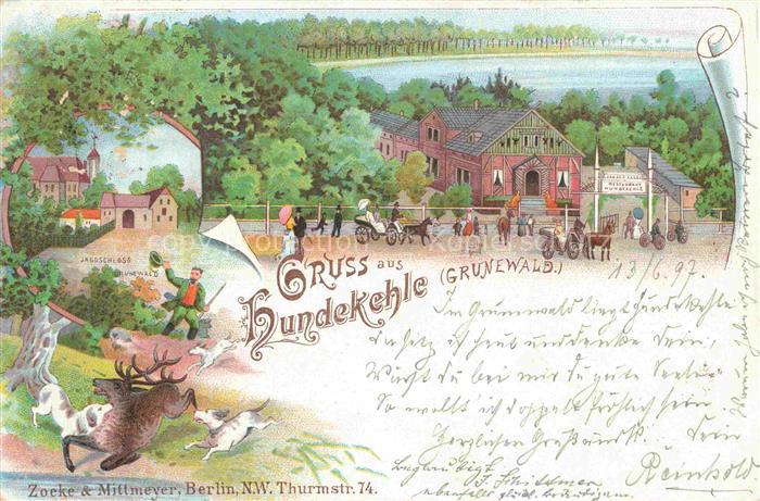 Grunewald CHARLOTTENBURG-WILMERSDORF BERLIN Restaurant Hundekehle Kuenstlerkarte