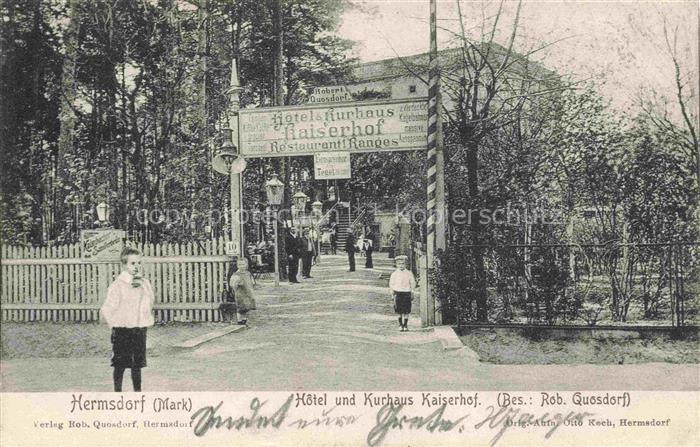 Hermsdorf Mark BERLIN Hotel und Kurhaus Kaiserhof Restaurant