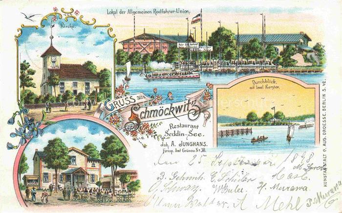 Schmoeckwitz BERLIN Lokal der Allgemeinen Radfahrer-Union Kirche Insel Kersten D