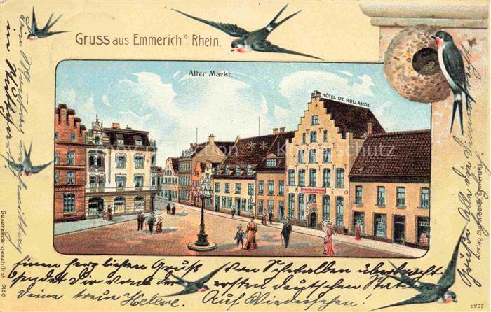 Emmerich Rhein NRW Alter Markt Schwalben Nest Kuenstlerkarte