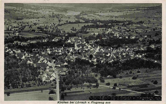 Kirchen Efringen-Kirchen Loerrach bw Fliegeraufnahme Feldpost