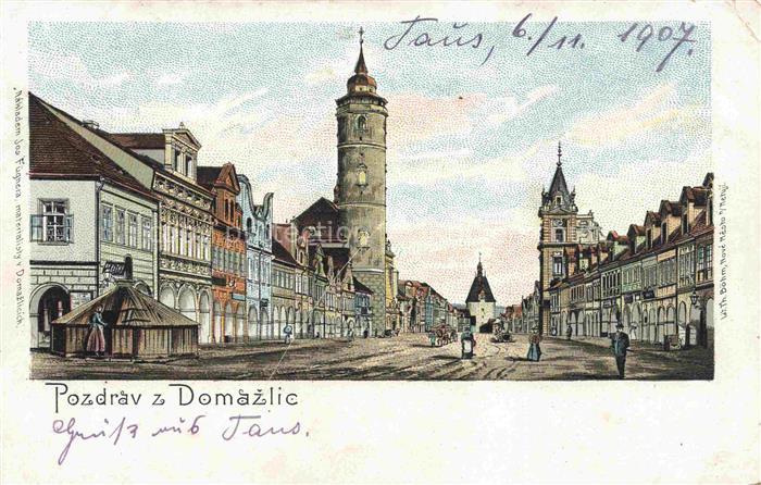 Domazlic Domazlice Taus Plzen CZ Motiv im Stadtzentrum Kuenstlerkarte