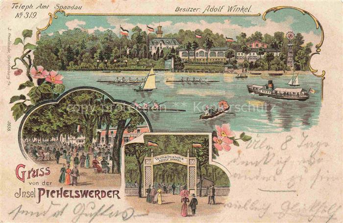 Pichelswerder Insel Spandau BERLIN Restauration am Wasser Wilhelmshoehe Kuenstle