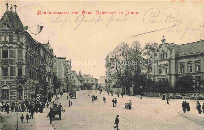 Zittau Sachsen Bahnhofstrasse mit Hotel Reichshof