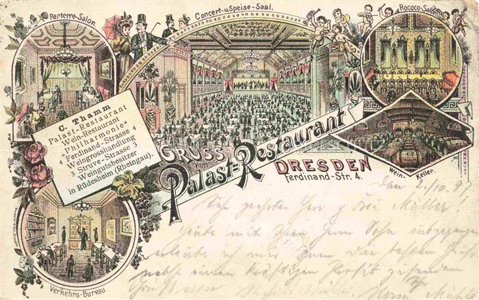 DRESDEN Elbe Palast-Restaurant Konzert- und Speisesaal Salon Verkehrsbuero Weink