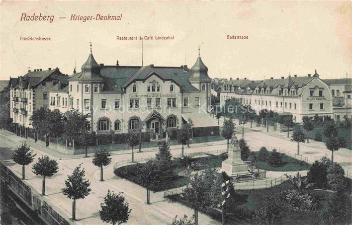 Radeberg Sachsen Kriegerdenkmal Friedrichstrasse Restaurant Café Lindenhof Badst