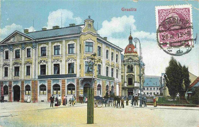 Graslitz Kraslice Karlovy Vary Kraj CZ Gebaeude im Zentrum