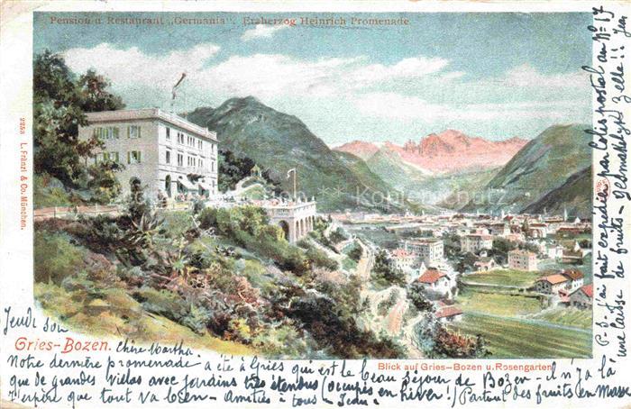 Gries Bozen BOLZANO Suedtirol IT Panorama Pension Restaurant Germania Erzherzog