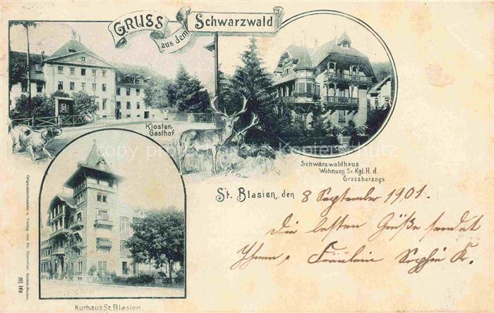 ST BLASIEN BW Kloster Gasthof Schwarzwaldhaus Wohnung Sr. Kgl. H. d. Grossherzog