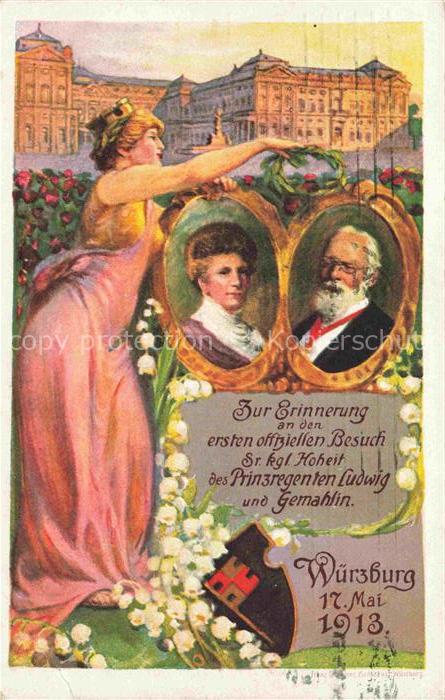 WueRZBURG Bayern Erinnerungskarte Besuch Sr. kgl. Hoheit Prinzregent Ludwig und