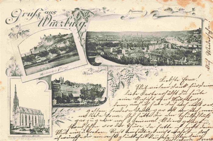 WueRZBURG Bayern Panorama Blick zur Festung Kaeppele Marienkirche Koenigreich Ba
