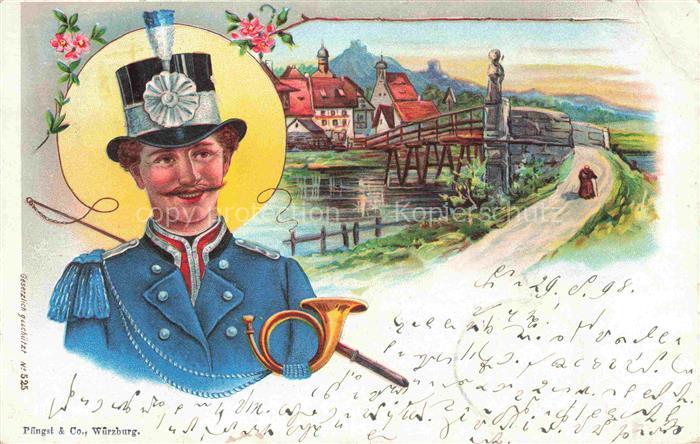 WueRZBURG Bayern Postillon Kuenstlerkarte