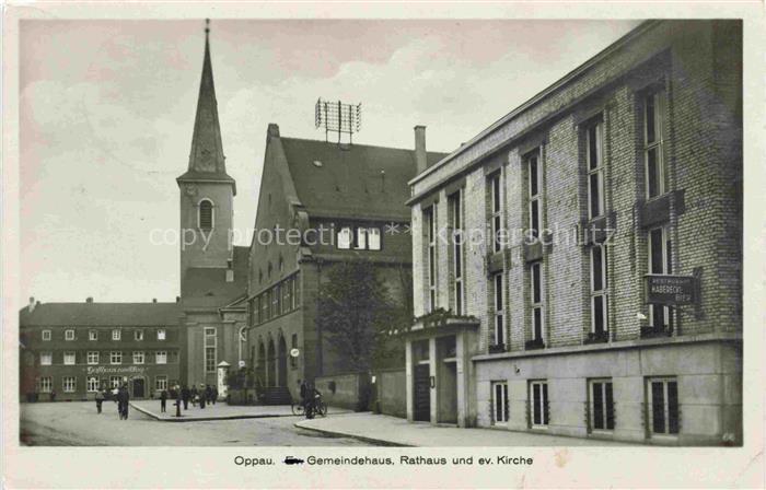 Oppau Ludwigshafen Rhein Gemeindehaus Rathaus und ev. Kirche