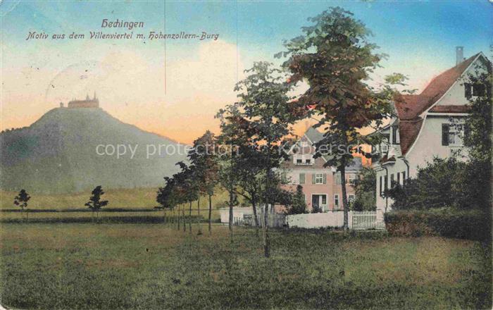 Hechingen Motiv aus dem Villenviertel mit Hohenzollern-Burg Feldpost Pruefstempe