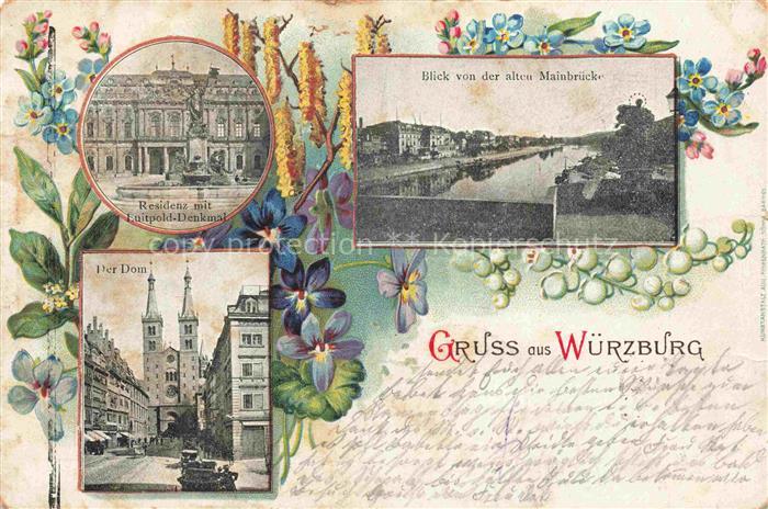 WueRZBURG Bayern Residenz Luitpold-Denkmal alte Mainbruecke Dom