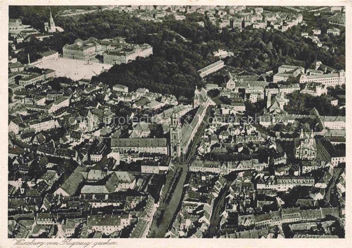 WueRZBURG Bayern Fliegeraufnahme Kupfertiefdruck