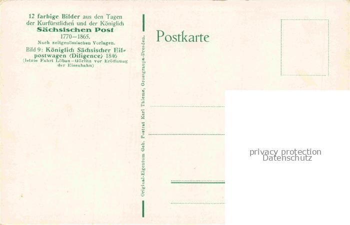 Loebau Sachsen Saechsische Post 9. Koeniglich Saechsischer Eilpostwagen 1846 let – Bild 2