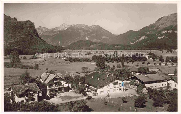 Unterwoessen Bayern Panorama Gasthof Ammer Blick gegen Geigelstein
