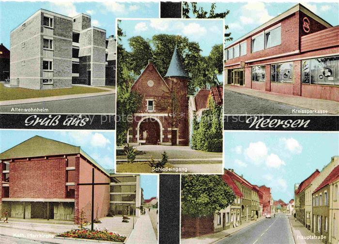 Neersen  Niederrhein Altenwohnheim Schlosseingang Kreissparkasse Pfarrkirche Hau