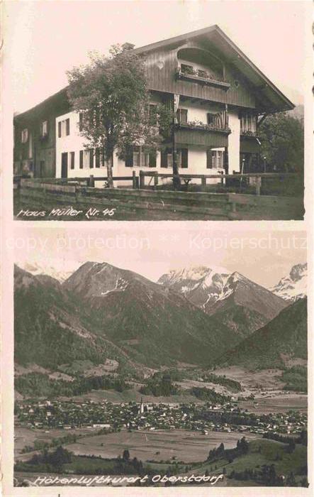 OBERSTDORF Bayern Panorama Hoehenluftkurort Gaestehaus Pension Haus Mueller Nr.
