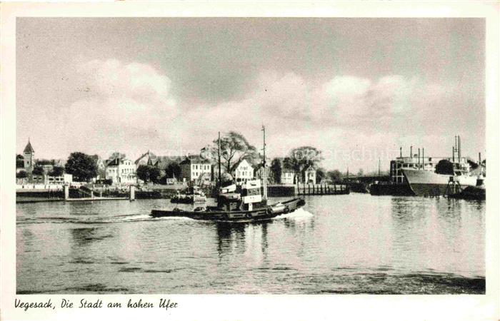 Vegesack BREMEN Teilansicht Stadt am hohen Ufer Hafen