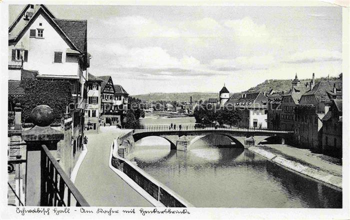 Schwaebisch Hall BW Partie am Kocher mit Henkersbruecke