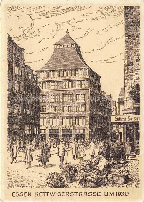 EssEN  Ruhr Kettwigerstrasse um 1930 Rockenbach Kuenstlerkarte