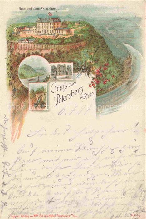 Koenigswinter Rhein Hotel auf dem Petersberg Kuenstlerkarte Deutsche Reichspost