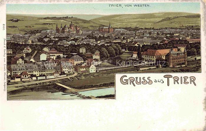 TRIER  CITY Stadtpanorama Litho