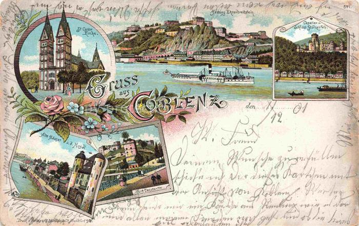 Coblenz KOBLENZ Panorama Festung Ehrenbreitstein Schloss Stolzenfels Kirche Alte