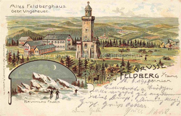 Feldberg 882m Taunus Altes Feldberghaus Brunhildis Felsen Kuenstlerkarte