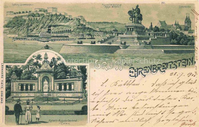 KOBLENZ  Rhein Festung Ehrenbreitstein Kaiser Wilhelm Denkmal Deutsches Eck Kais