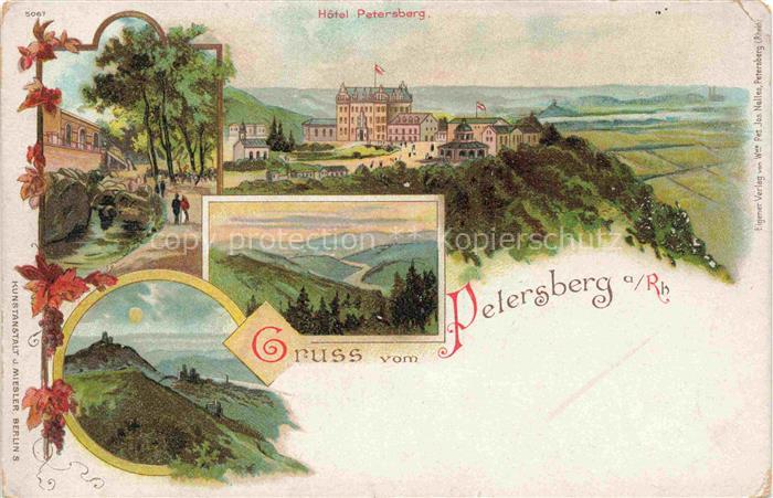 Koenigswinter Rhein Hotel Petersberg Landschaftspanorama Litho Deutsche Reichspo