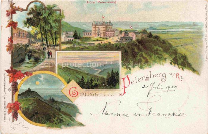 Koenigswinter Rhein Hotel Petersberg Landschaftspanorama Litho Deutsche Reichspo