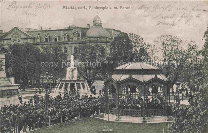 STUTTGART CITY Schlossplatz mit Parade Pavillon Brunnen