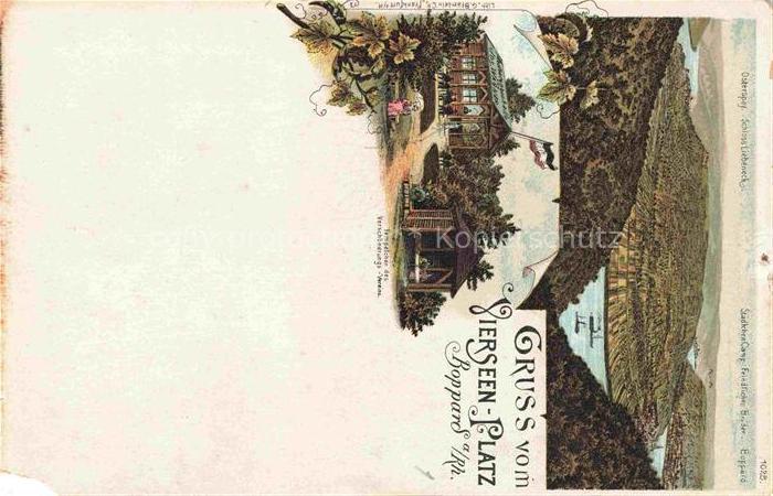 Boppard Rhein Rheinland-Pfalz Panorama Vierseen-Platz Litho