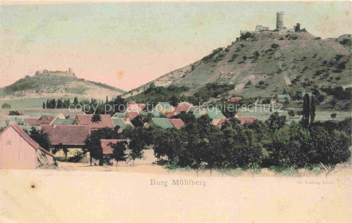 Muehlberg Gotha Thueringen Panorama Blick zur Burg