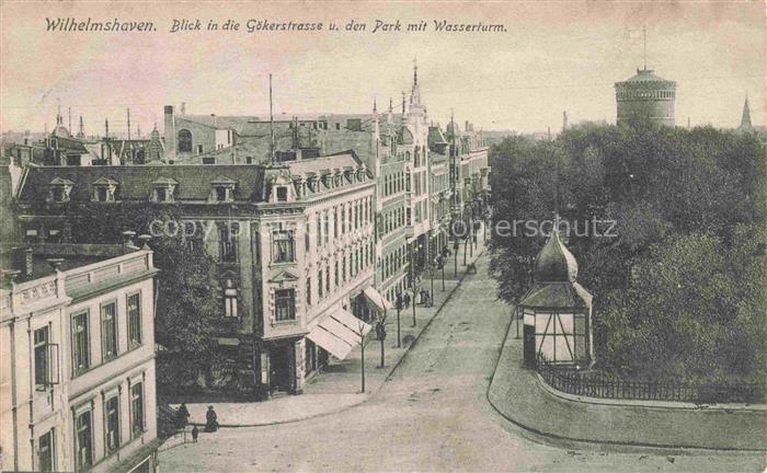 Wilhelmshaven  CITY Blick in die Goekerstrasse Park mit Wasserturm