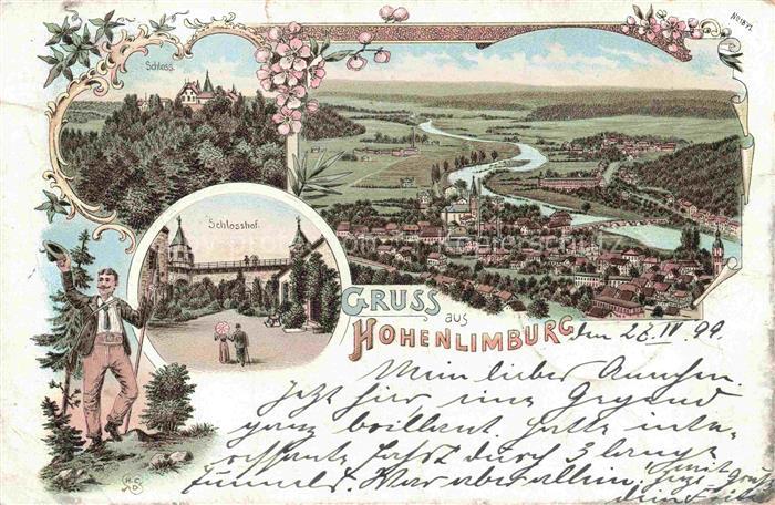 Hohenlimburg HAGEN NRW Panorama Schloss Schlosshof Litho Deutsche Reichspost