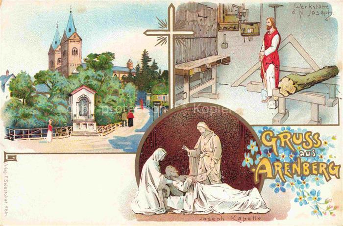 Arenberg KOBLENZ Rheinland-Pfalz Blick zur Kirche Werkstaette d. hl. Joseph Kape