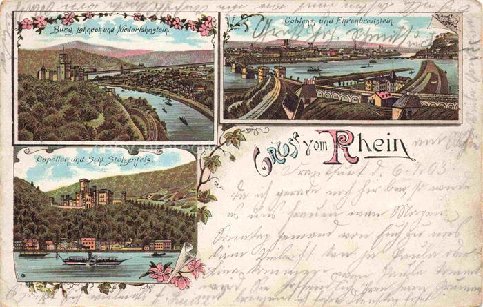 KOBLENZ  Rhein Burg Lahneck und Niederlahnstein Ehrenbreitstein Capellen Schloss