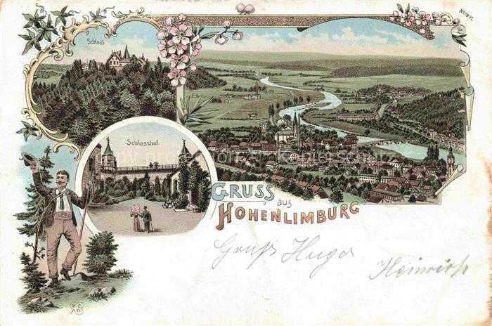 Hohenlimburg HAGEN NRW Panorama Schloss Schlosshof Litho Deutsche Reichspost