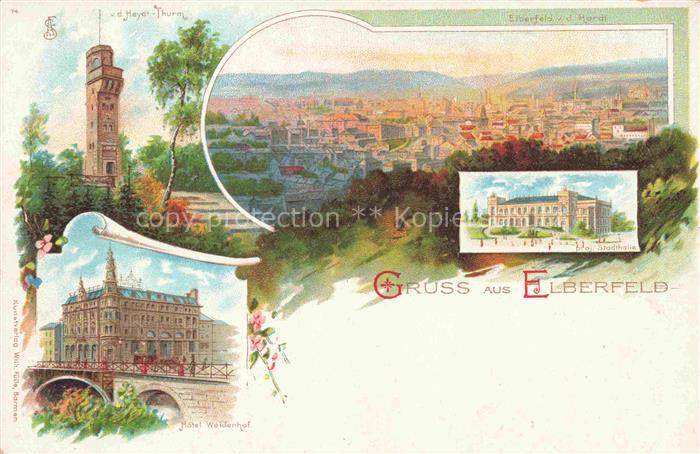 Elberfeld Barmen WUPPERTAL Panorama Stadthalle Heydt-Turm Hotel Weidenhof Kuenst