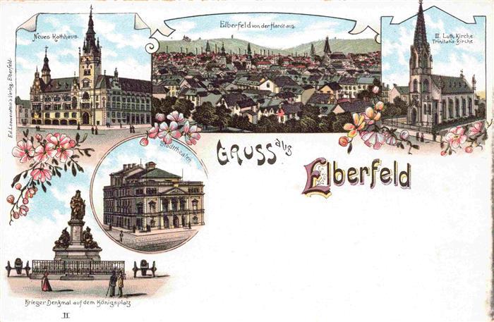 Elberfeld Barmen WUPPERTAL Panorama Rathaus Trinitatis-Kirche Stadttheater Krieg