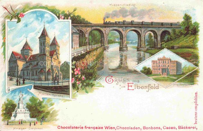 Elberfeld Barmen WUPPERTAL Wupper-Viadukt Eisenbahn Realgymnasium Marienkirche K