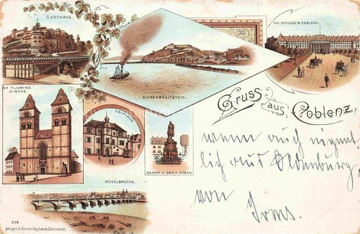 Coblenz KOBLENZ Carthaus Kirche Moselbruecke Kaufhaus Ehrenbreitstein Denkmal Ko